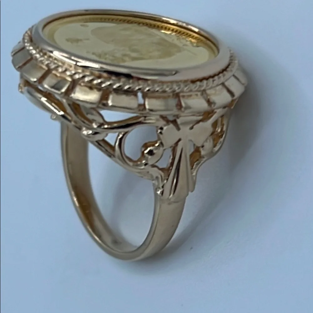 C146 1997 1/10 oz Yorkie .9999 Fine Gold Coin Ring – Set in Solid 14K sz 5.75 - Picture 8 of 12